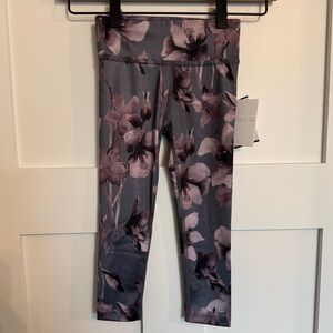 Beyond Yoga Kids Floral Leggings in Gray and Mauve